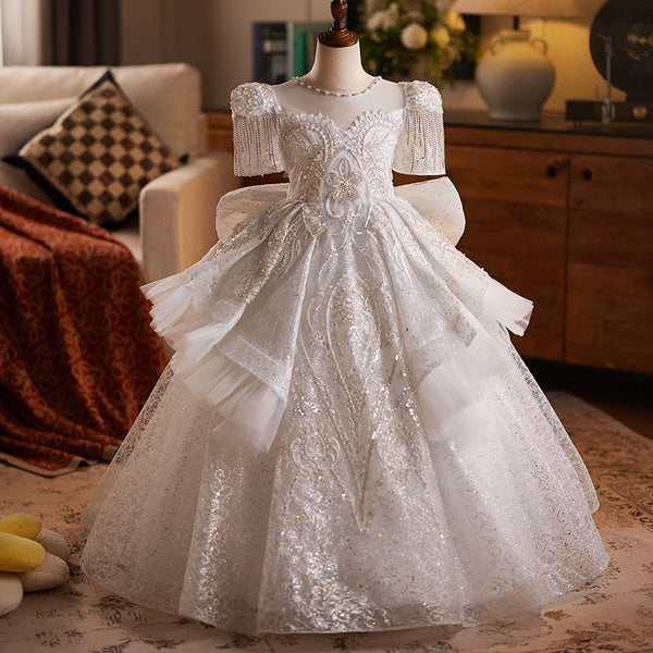 Girls Elegant Pageant Dress Girls Birthday Princess Dress