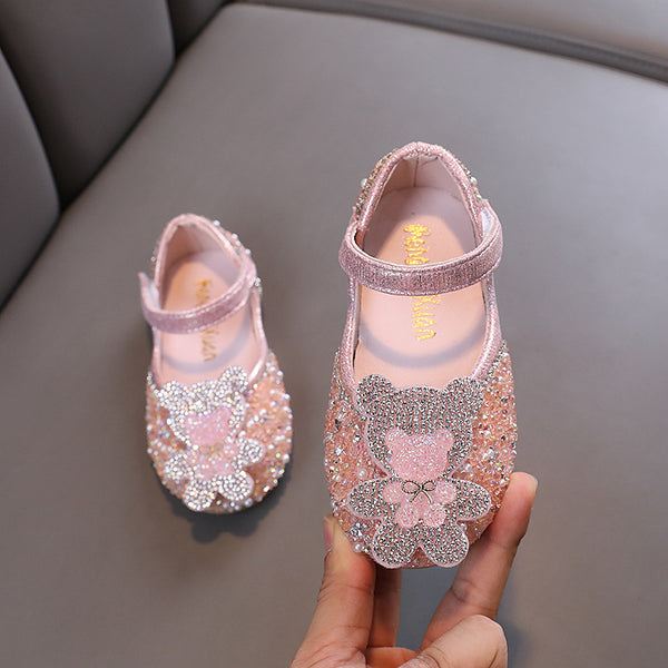 Baby Girls Sequins Bear Birthday Princess Dress Shoes