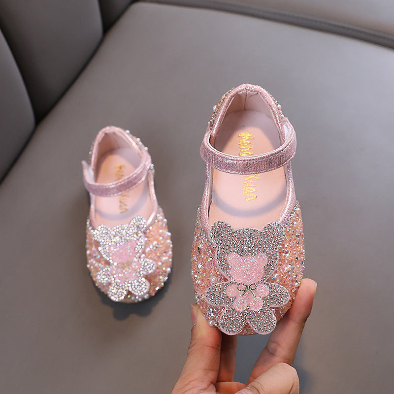 Baby Girls Sequins Bear Birthday Princess Dress Shoes