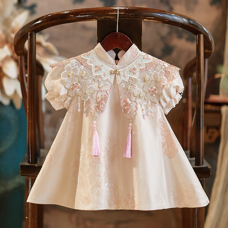 Baby Communion Dress Girl Birthday Princess Dress Baby Pink Cheongsam