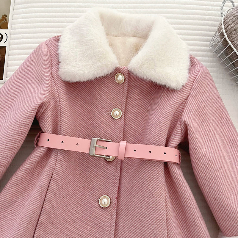 Girls' Winter Waist-cinching Warm Coat