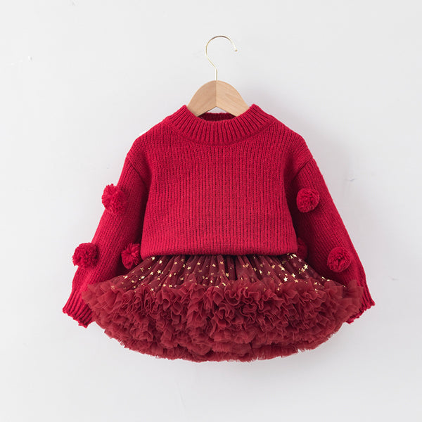 Baby Girl Christmas Set Sequins Tutu Dress Toddler Birthday Sweater