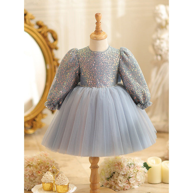 Baby Birthday Dress Girl Sequin Princess Dress Flower Girl Wedding Dress