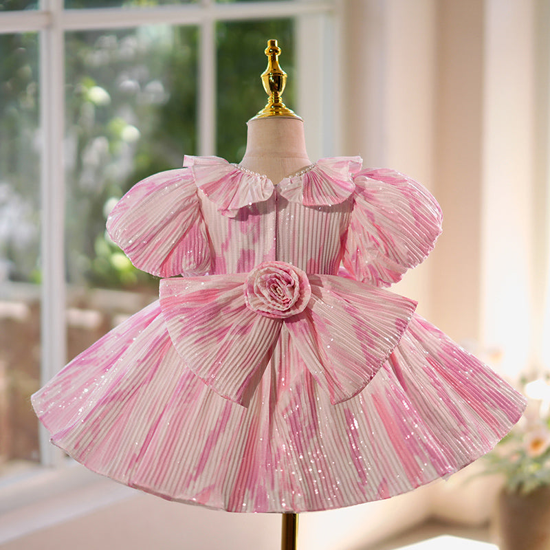 Pink Flower Girl Wedding Dress Girl Birthday Princess Dress