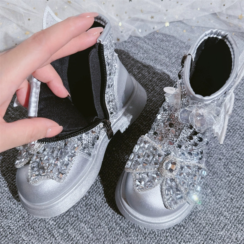 Autumn Girls' New Rhinestone Princess Boots