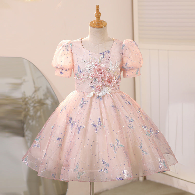 Girls Butterfly Embroidery Princess Dress with Flowers Birthday Dress marryshe Girls Butterfly Embroidery Princess Dress with Flowers Birthday Dress marryshe