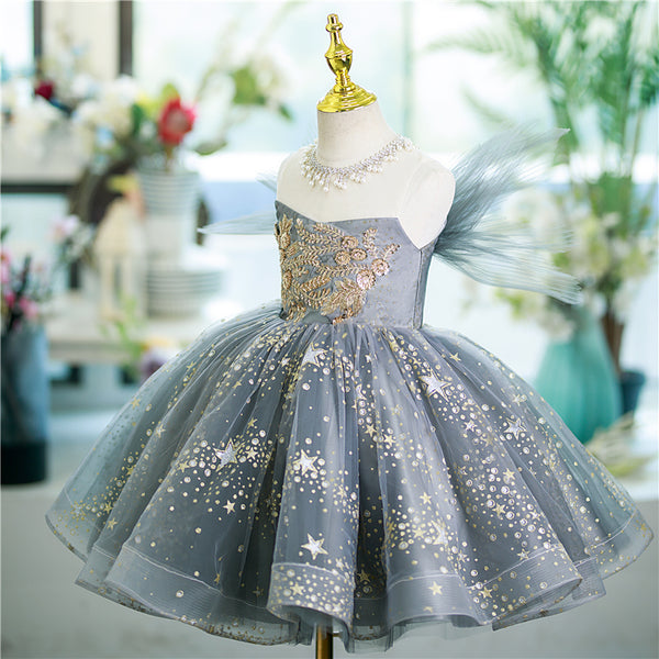 Summer Baby Girl  Star Sequins Birthday Party Prom Princess Dress