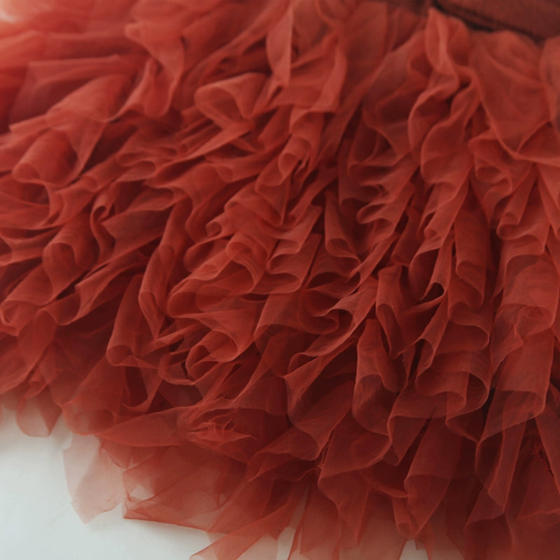 Girls Birthday Princess Dress Girls Red Bow Dress Children's Party Dress