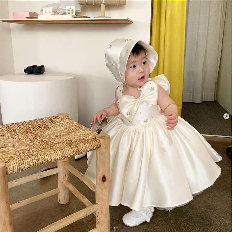 Flower Girl Dress Toddler Baptism Communion Christening sleeveless Birthday Party Dress