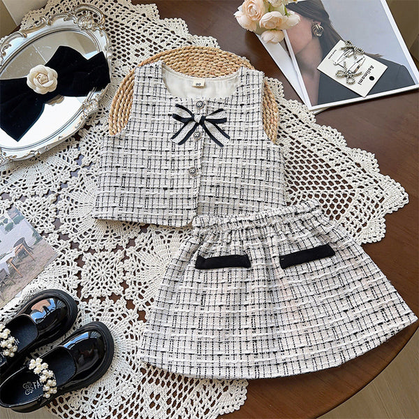 Cute Girls New Vest Short Skirt Two-piece Set
