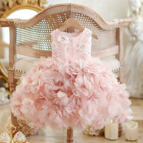 Girls Communion Puffy Dress Children's Birthday Pink Princess Dress