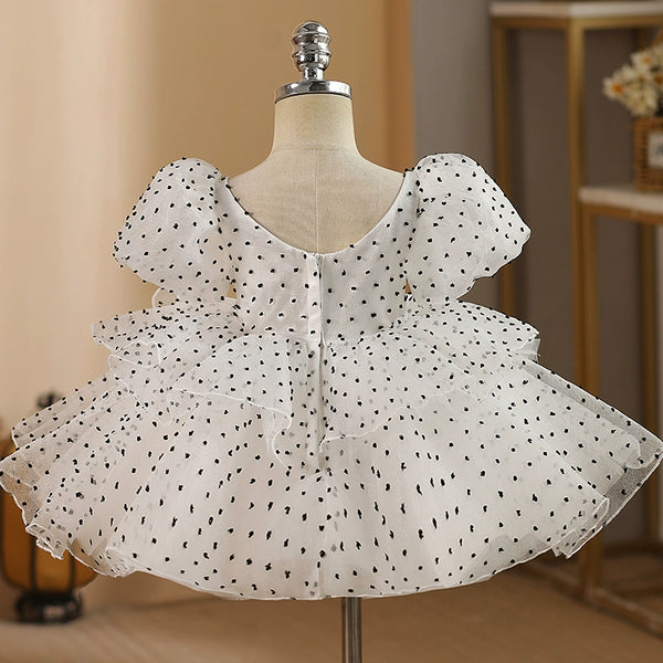 Elegant Baby Polka Dot Pageant Dresses Toddler Puffy Flower Girl Dresses