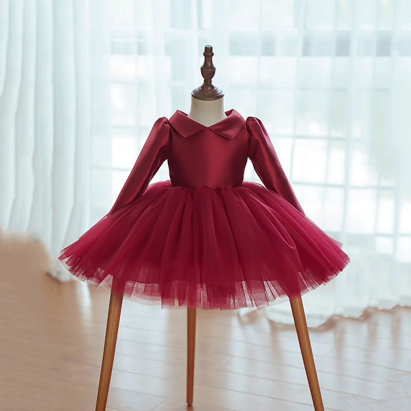 Red Christmas Dress Girl Fluffy Princess Dress, Red / 9-10 Years (150cm)