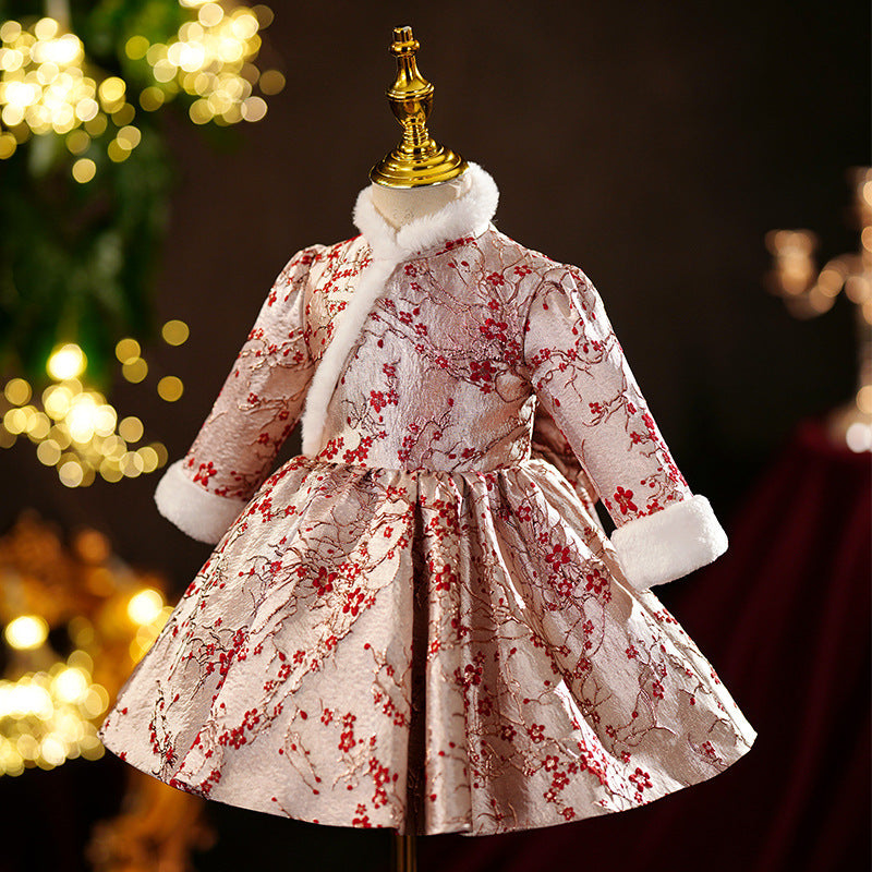Winter Cute Baby Girl Puffy Long Sleeve Christmas Dress Toddler Birth marryshe Winter Cute Baby Girl Puffy Long Sleeve Christmas Dress Toddler Birth marryshe