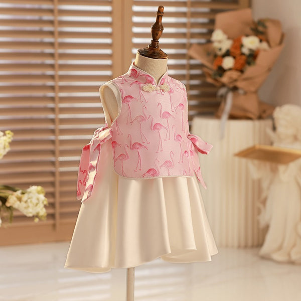 Elegant Baby Red Crowned Crane Birthday Dresses Princess Dresses For Girls