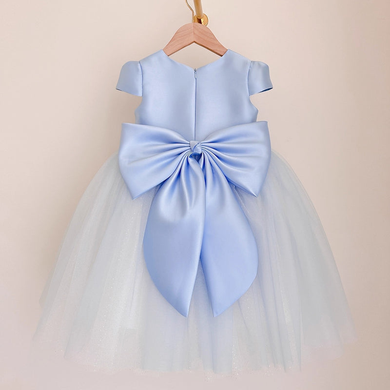 Girls Birthday Sequin Dress Children Party Bow Princess Dress