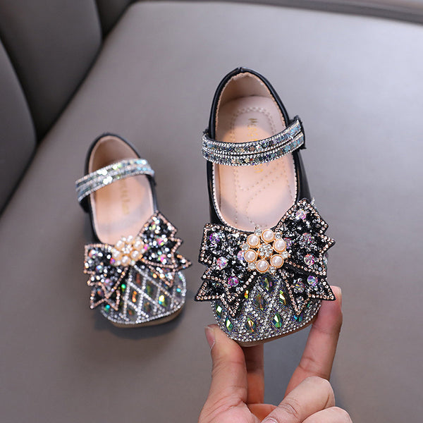 Summer Girls Princess Diamond Leather Shoes