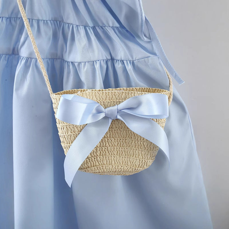 Summer New Girls Solid Color Ruffled Sleeveless Princess Dress