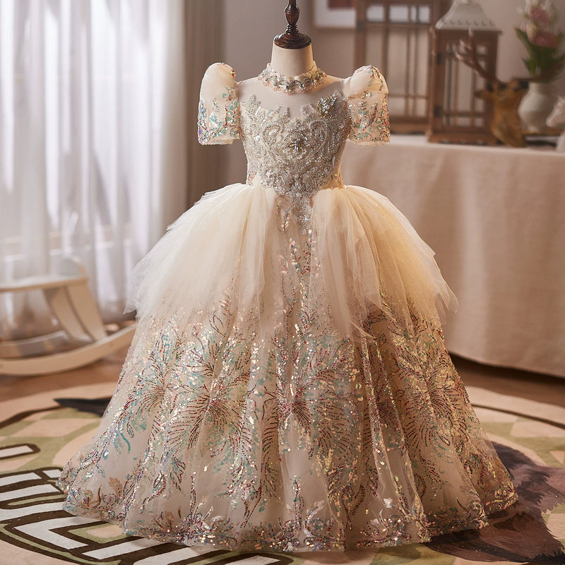 sequin birthday dresses Girl Girl Dresses Toddler Ball Gowns Adeline Chest d Reyna Square Toe Platform Size:Please choose...