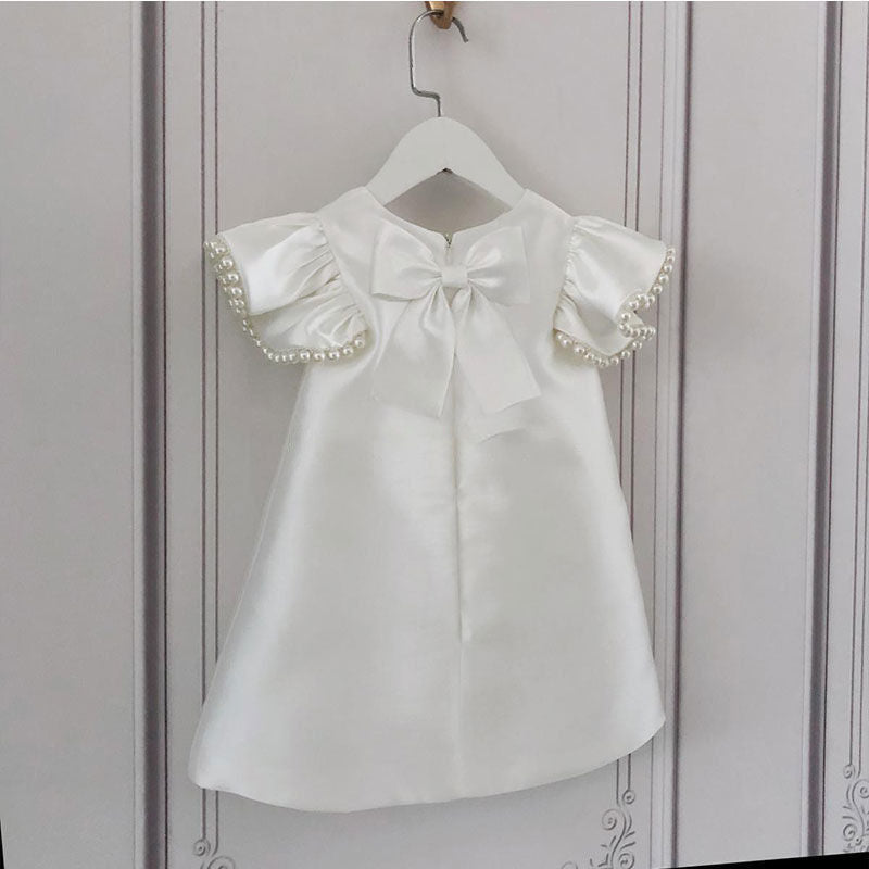 Cute Baby Girl White Dress Toddler Pageant First Birthday Princess Dress