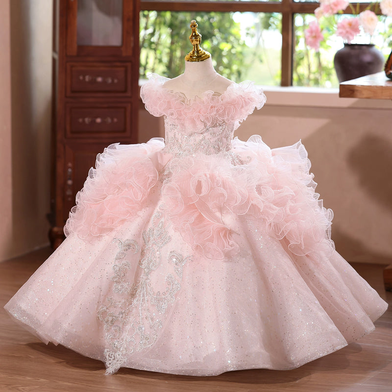 Children's Ball Gowns Girls Birthday Pink Princess Dress Girls Party Dress