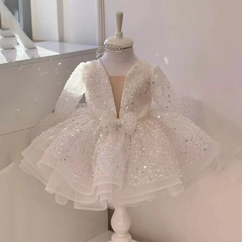 Cute Baby Girl Christmas Dress Toddler Beauty  Pageant First Birthday Princess Dress