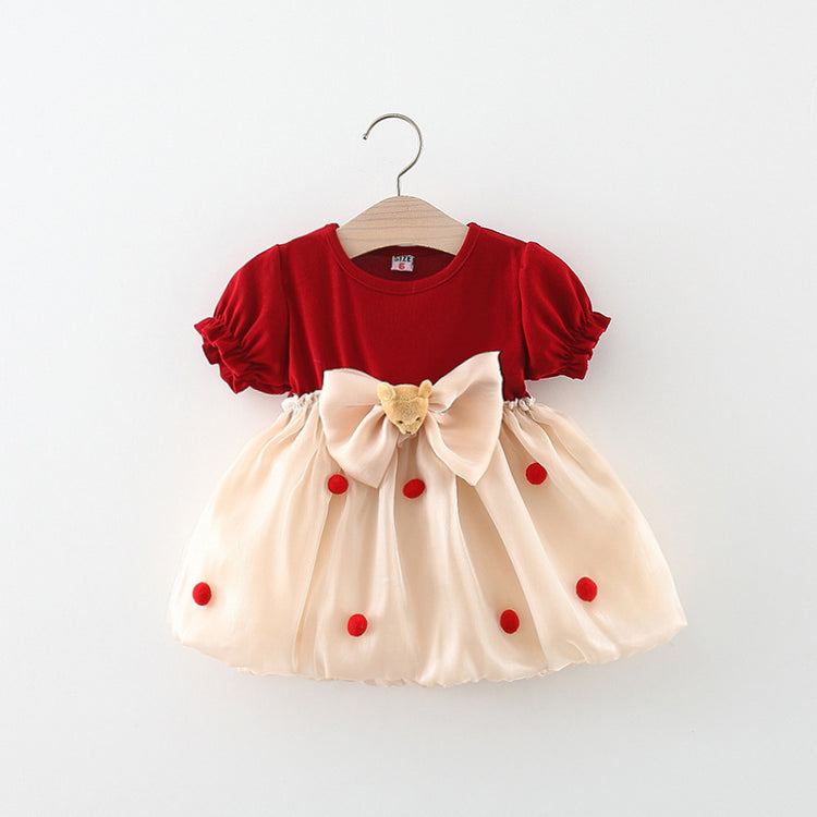 Baby Girl Cartoon Bear Bow Polka Dots Dress