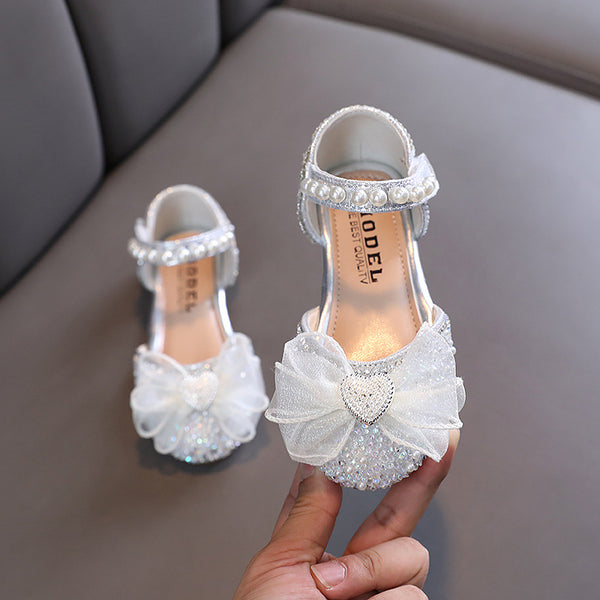Girls Cute Pearl Princess Leather Shoes