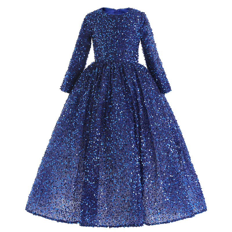 Baby Girl Blue Sequins Puffy Dress Toddler Birthday Christmas Princess Dress