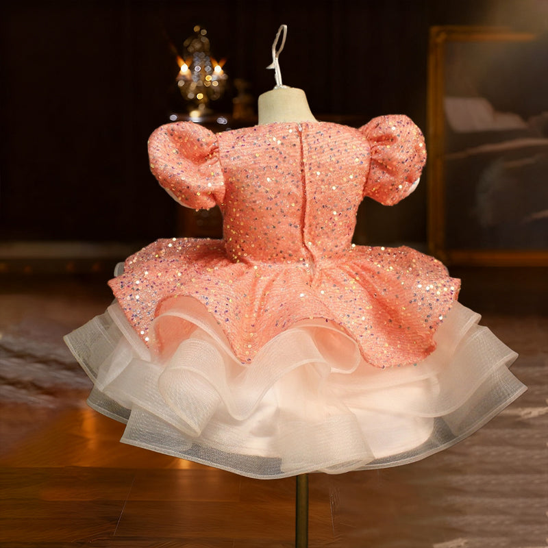 Girls Birthday Princess Dress Flower Girl Wedding Dress Girl Pink Sequin Dress