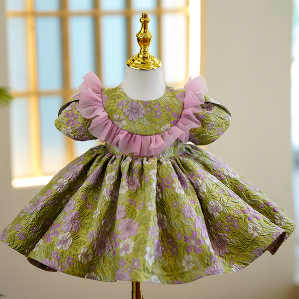 Baby Girl Dress Toddler Ball Gowns Flower Piano Performance Ruffle Princess Dress