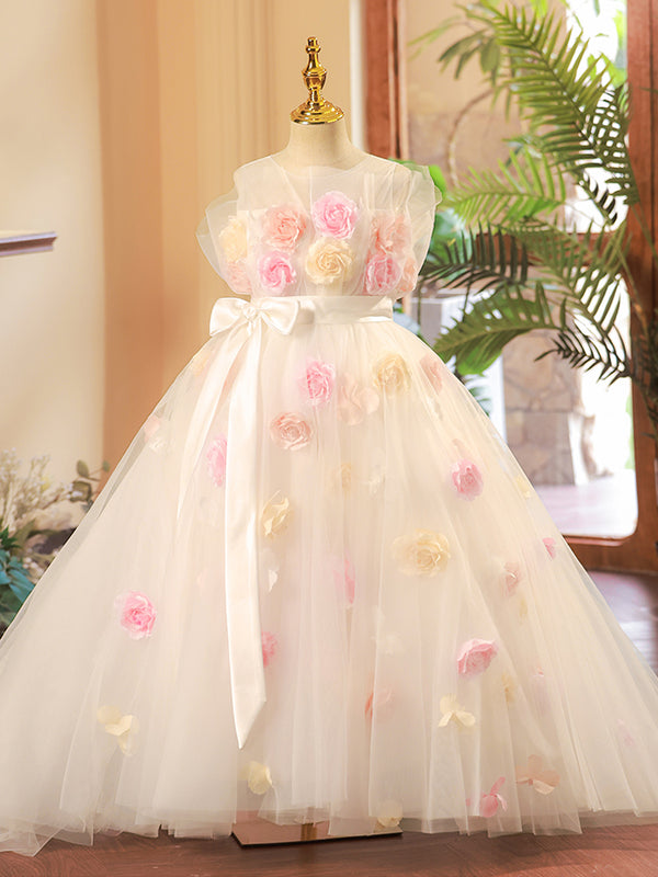 Elegant Baby Girl Princess Dress Summer Puffy Girl Dress Christening Dress