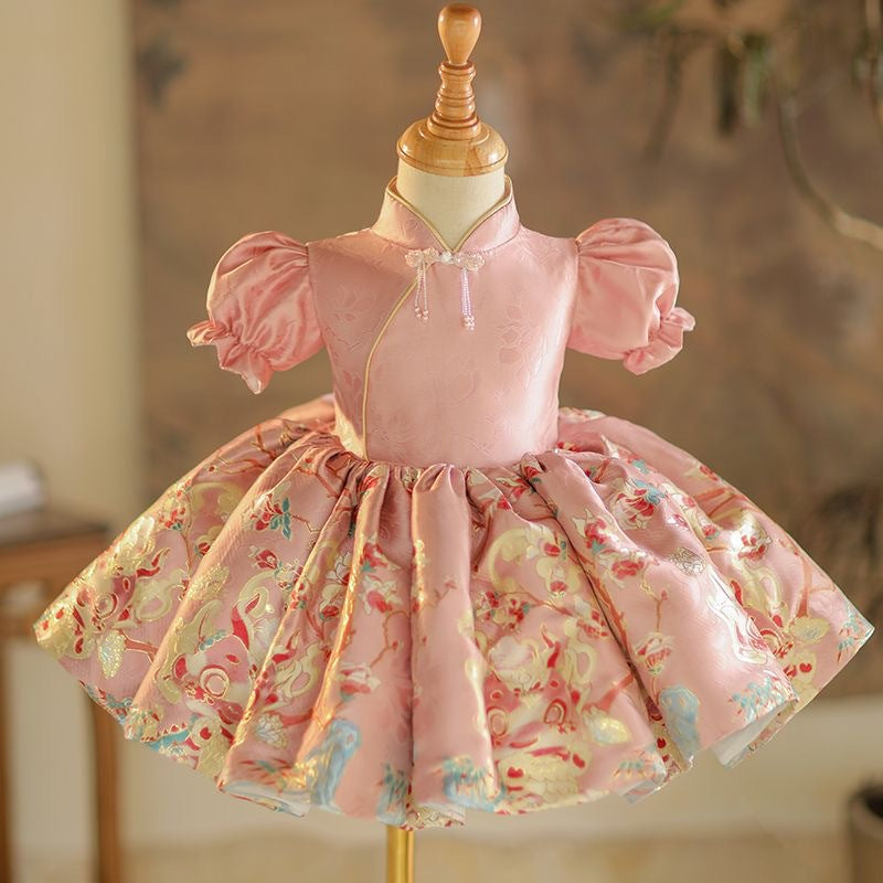 Pink Baby Birthday Dress Girl Communion Princess Dress Flower Girl Dress