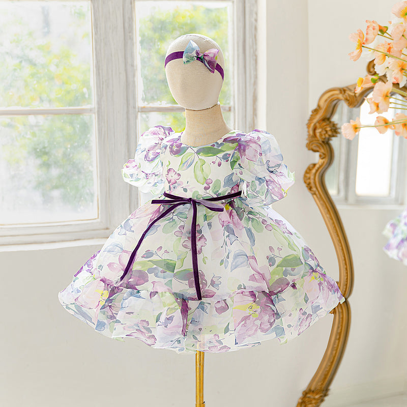 Baby Cute Communion Princess Dress Girl Birthday Print Dress
