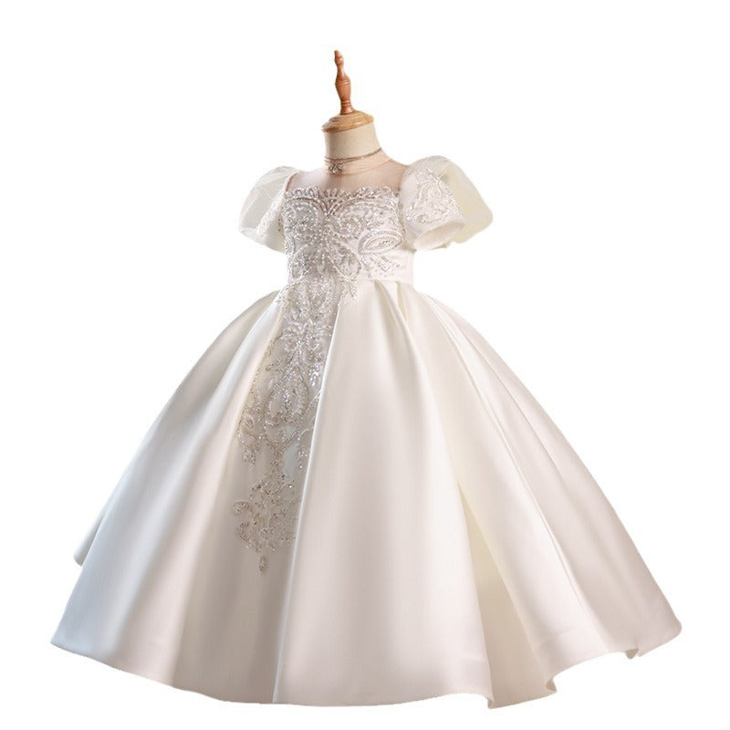 Elegant Baby Broken White Pattern Puff Sleeve Prom Dress Toddler Girl marryshe Elegant Baby Broken White Pattern Puff Sleeve Prom Dress Toddler Girl marryshe