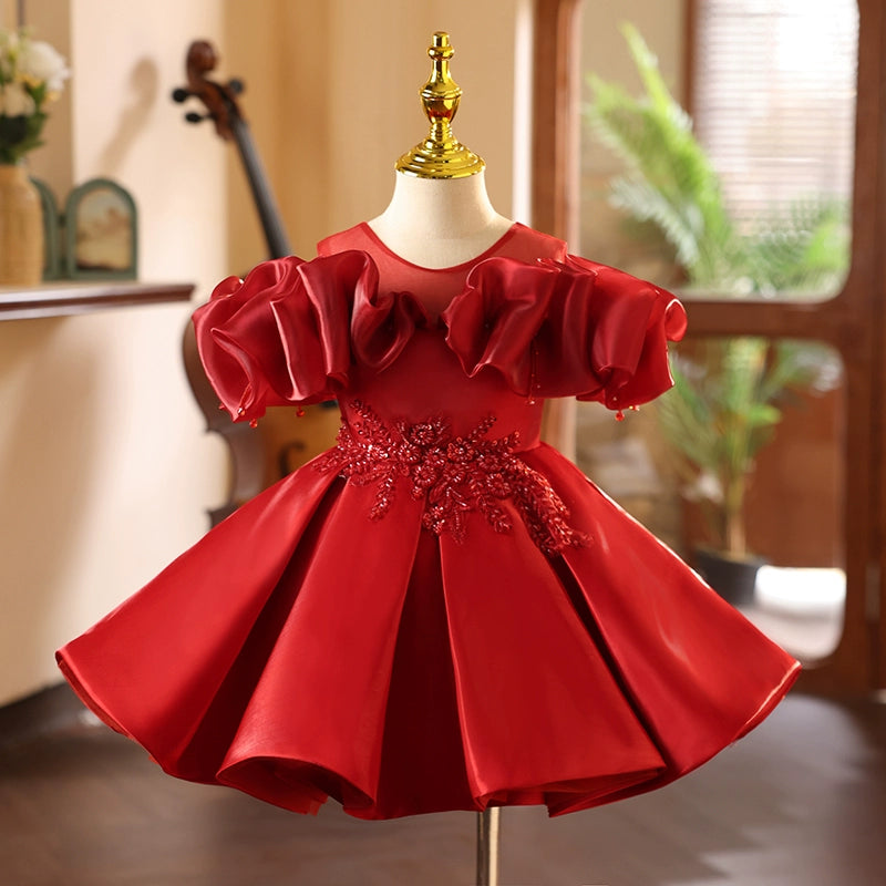 Elegant Baby Girl Flower Girl Dresses Toddler Christening Dresses, Red / 5-6 Years (130cm) Elegant Baby Girl Flower Girl Dresses Toddler Christening Dresses, Red / 5-6 Years (130cm)