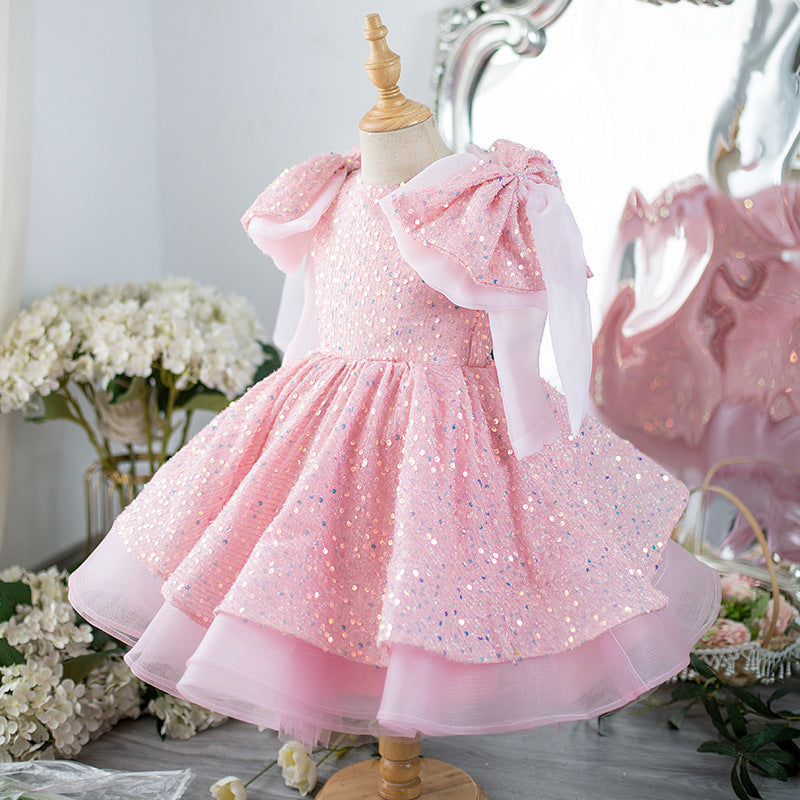 pink toddler dress toddler girl pink dress Elegant Baby Pink Sleeveless Puff Princess Dresses Toddler Flower Girl Dresses, Pink / 7-8 Years (140cm)