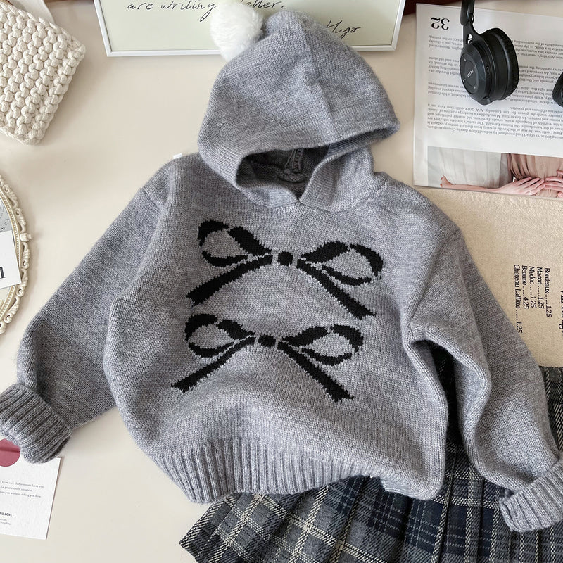 Girls' Hooded Sweater and Plaid Skirt Two-piece Set