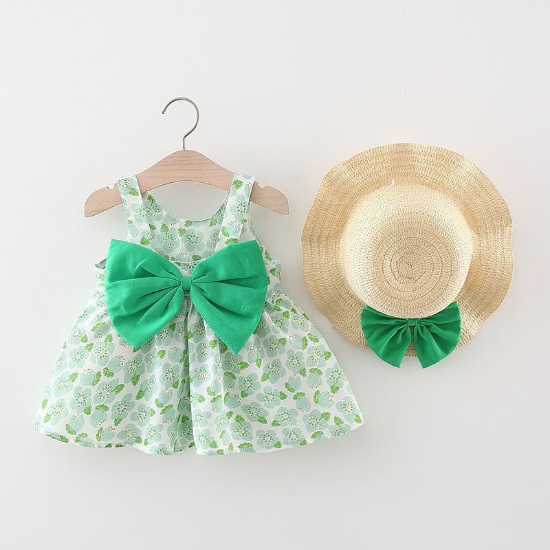 Cute Baby Girl Printed Bow Dress