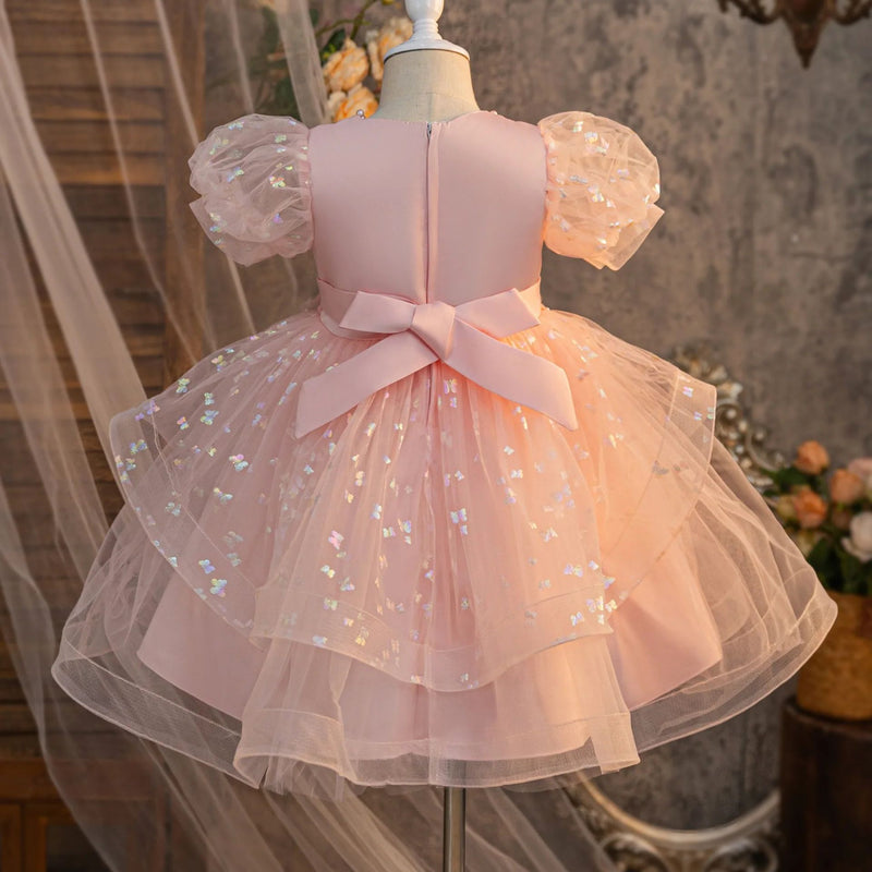 Children's Pink Sequin Dress Girls Birthday Dress Girls Prom Dress, White / 4-5 Years (120cm)