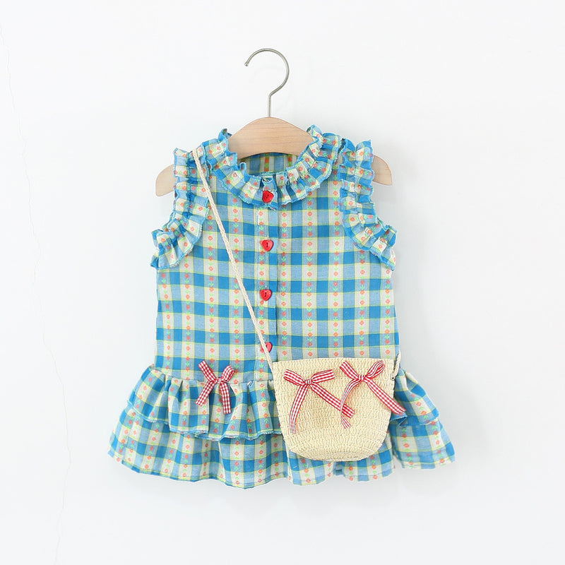 Summer New Girls Polka Dot Printed Cotton Dress