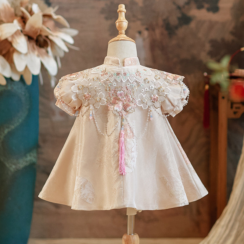 Baby Communion Dress Girl Birthday Princess Dress Baby Pink Cheongsam