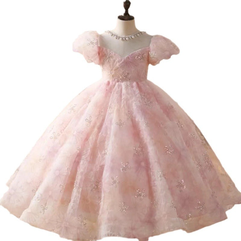 Pink Girls Birthday Dress Children's Wedding Princess Dress