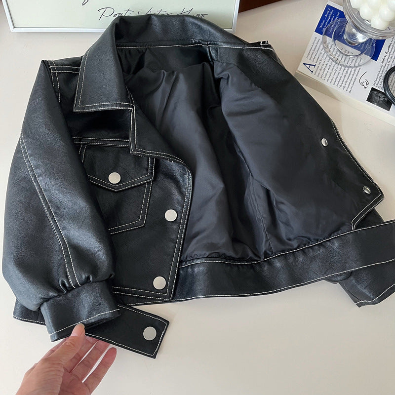 New Autumn Children's Soft PU Leather Jacket