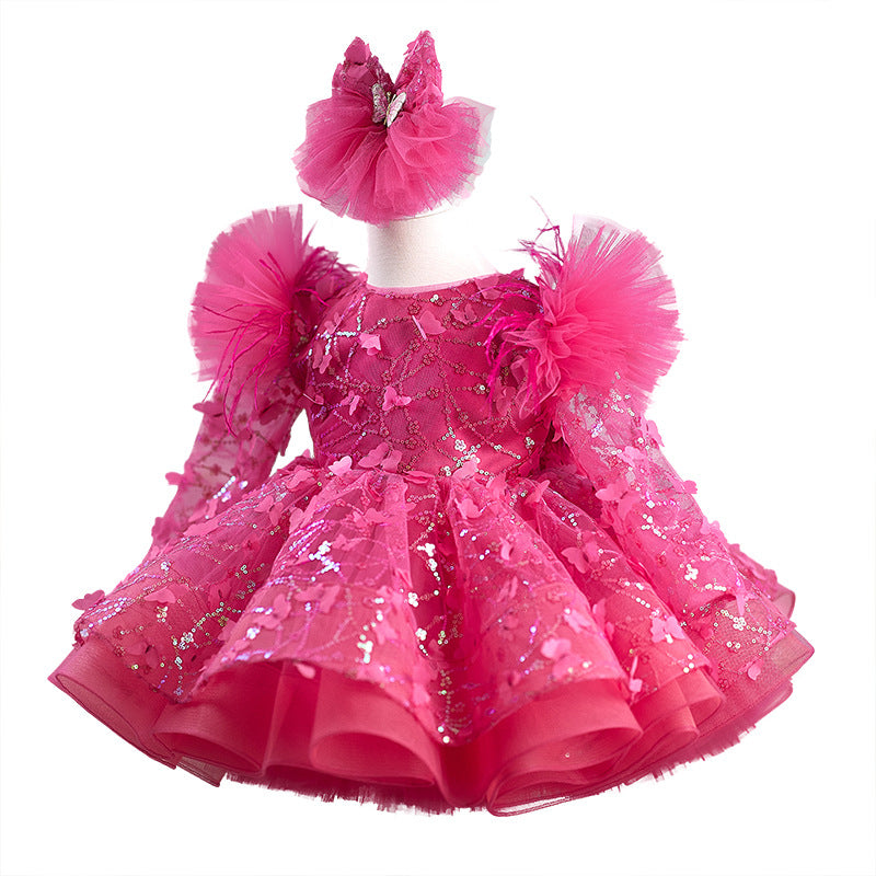 Girls Birthday Party Dress Girls Butterfly Sequin Princess Dress
