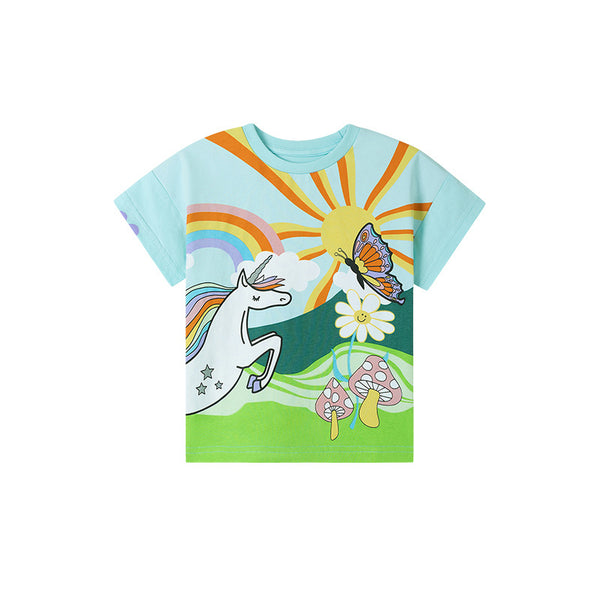 Summer Girls Printed Cartoon Cute Cotton T-shirt