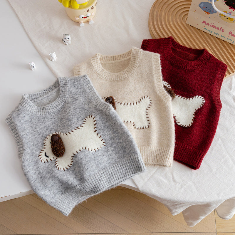 Girls Autumn Cute Cartoon Knitted Vest
