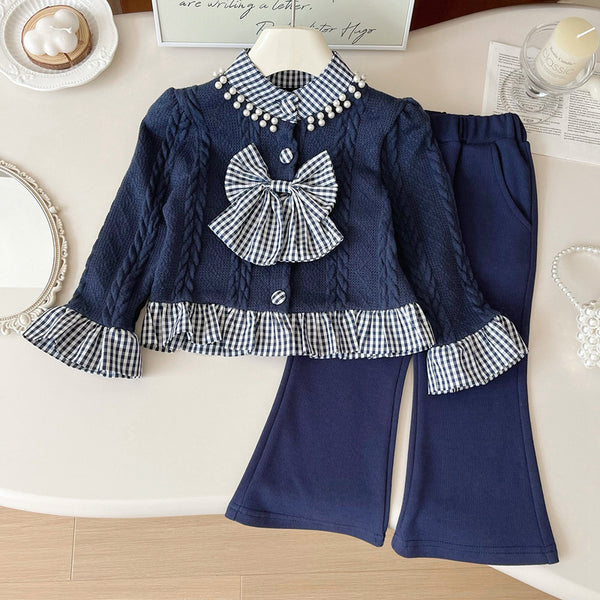 Girls' Autumn New Sweater and Pants Two-piece Set