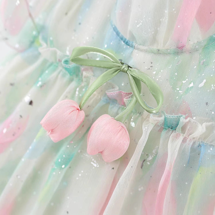Summer New Baby Girl Floral Tulip Princess Dress