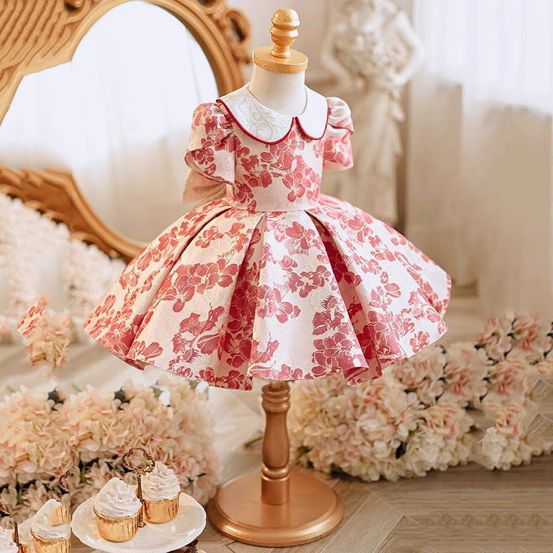 Baby Girl Red Birthday Dress Princess Dress Flower Girl Wedding Dress
